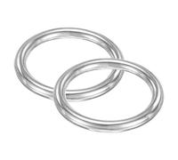 M METERXITY 2-Pack Metal O Rings 1 1/2 Inch Inner Diameter Stainless Steel O Rings Wreath Floral Smooth Round Rings Buckle Loop Ring for DIY/Purse/Bag/Collar/Leather [Silver]