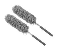 M METERXITY 2 Pack Microfiber Duster - 13.8 to 32.7 Inch Extendable Washable Brush, Apply to Furniture/Office/Display Box/Photo Albums (Gray)