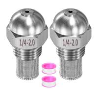 M METERXITY 2-Pack Misting Nozzles, 1/4 BSPT Male Thread 304 Stainless Steel Full Cone Spray Tips with Sealing Tape for Mister Cooling System, Filter Spray Tip [Silver Tone, 2 Pore]