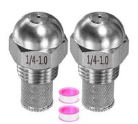 M METERXITY 2-Pack Misting Nozzles, 1/4 BSPT Male Thread 304 Stainless Steel Full Cone Spray Tips with Sealing Tape for Mister Cooling System, Filter Spray Tip [Silver Tone, 1 Pore]