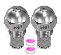 M METERXITY 2-Pack Misting Nozzles, 1/4 BSPT Male Thread 304 Stainless Steel Full Cone Spray Tips with Sealing Tape for Mister Cooling System, Filter Spray Tip [Silver Tone, 0.7 Pore]