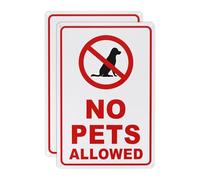 M METERXITY 2-Pack No Pets Allowed Sign, 12 x 8 Inch Rust Free No Dog Sign for Business Waterproof Aluminum Reflective for Courtyard/Pool [Red on White]