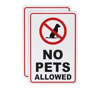 M METERXITY 2-Pack No Pets Allowed Sign, 12 x 8 Inch Rust Free No Dog Sign for Business Waterproof Aluminum Reflective for Courtyard/Pool [Black on White]