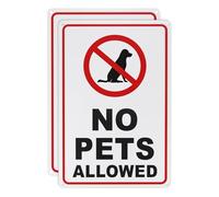 M METERXITY 2-Pack No Pets Allowed Sign, 14 x 10 Inch Rust Free No Dog Sign for Business Waterproof Aluminum Reflective for Courtyard/Pool [Black on White]