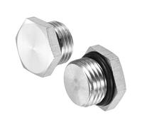 M METERXITY 2-Pack Outer Hex Head Thread Pipe Plug Fitting, M16x1.5mm Male 304 Stainless Steel Solid Thread Bung Plug with Sealing Ring for Terminating Pipe Ends