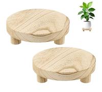 M METERXITY 2-Pack Plant Risers for Inside Pots, 15.2 Cm/5.98 Inch Round Wooden Tray for Kitchen/Bathroom/Farmhouse/Decor/Soap/Dish/Perfume, Pots Stand [Light-Fired Color]