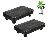 M METERXITY 2-Pack Plant Risers for Inside Pots, 15 x 9 Cm/5.91 x 3.54 Inch Wooden Tray for Kitchen/Bathroom/Farmhouse/Decor/Soap/Dish/Perfume, Pots Stand [Black]