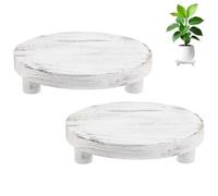 M METERXITY 2-Pack Plant Risers for Inside Pots, 19.4 Cm/7.64 Inch Round Wooden Tray for Kitchen/Bathroom/Farmhouse/Decor/Soap/Dish/Perfume, Pots Stand [Distressed Color]