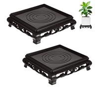 M METERXITY 2-Pack Plant Stand for Inside Pots, 14 Cm/5.51 Inch Plant Riser for Vase/Fishbowl/Flower Pot/Lamp/Redwood Base/Vintage Display Rack Decor [Dark Brown]