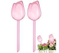 M METERXITY 2-Pack Plant Watering Globes, 9.4 Inch Plastic Self Watering Planter Insert for Indoor/Outdoor Plants, Self Water Devices [Pink]