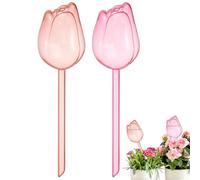 M METERXITY 2-Pack Plant Watering Globes, 9.4 Inch Plastic Self Watering Planter Insert for Indoor/Outdoor Plants, Self Water Devices [Champagne/Pink]