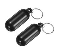 M METERXITY 2-Pack Plastic Floating Key Chain, Pills-Shape Float Key Rings Bright Color Pendant Water Sport Accessory for Boating/Kayak/Fishing/Surfing/Sailing [Black]