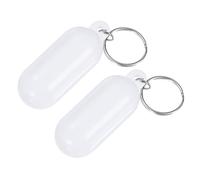 M METERXITY 2-Pack Plastic Floating Key Chain, Pills-Shape Float Key Rings Bright Color Pendant Water Sport Accessory for Boating/Kayak/Fishing/Surfing/Sailing [White]