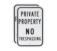 M METERXITY 2-Pack Private Property - No Trespassing Sign, 12 x 8 Inch Reflective Rust Free No Unauthorized Entry Sign for Business Waterproof Aluminum for Courtyard/Pool [Black on White]