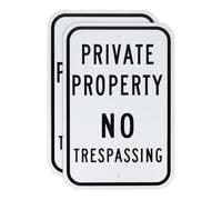 M METERXITY 2-Pack Private Property - No Trespassing Sign, 14" x 10" Reflective Rust Free No Unauthorized Entry Sign for Business Waterproof Aluminum for Courtyard/Pool [Black on White]