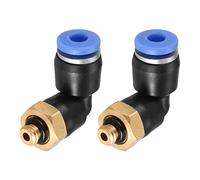 M METERXITY 2 Pack Push to Connect Tube Male Elbow Fitting - Pneumatic Air Push Quick Connect, Apply to Pipe Connection (4mm OD x M5 Thread, Blue)
