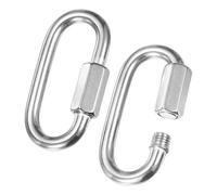 M METERXITY 2-Pack Quick Chain Link Connector, M6 1/4" 316 Stainless Steel D-Shape Locking Repair Chain Links for Swing/Camping/Hiking/Backpack, Twist Key Ring Screw Chain Link [Silver]