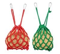 M METERXITY 2-Pack Rabbit Hay Feeder Mesh Bag Polyester, Red, Green