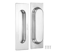 M METERXITY 2-Pack Recessed Finger Pulls, 4.72 Inch Inner Circle 304 Stainless Steel Sliding Closet Door Handles for Barn Door, Rectangular Flush Pulls Handles [Silver Tone]