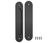 M METERXITY 2-Pack Recessed Finger Pulls, 7 Inch Aluminum Alloy Sliding Closet Door Handles for Barn Door, Rectangular Flush Pulls Handles [Matte Black]