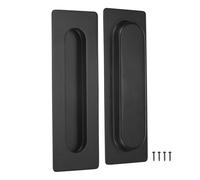 M METERXITY 2-Pack Recessed Finger Pulls, 7 Inch Stainless Steel Sliding Closet Door Handles for Barn/Pocket Door, Rectangular Flush Pulls Handles [Black]