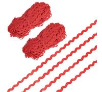 M METERXITY 2-Pack Rick Rack Trim, 28 Yard 5mm / 0.2 Inch Wave Bending Fringe Trimming Ribbon for Sewing/DIY Crafts/Clothes/Decoration, Polyester RIC Rac Trim [Red]