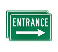 M METERXITY 2-Pack Right Arrow Entrance Sign 12x8 Inch Aluminum Reflective Enter Here Signs Rust Free Waterproof Entrance Signs for Business/Door[White Letters On Green Background]