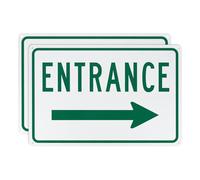 M METERXITY 2-Pack Right Arrow Entrance Sign 12x8 Inch Aluminum Reflective Enter Here Signs Rust Free Waterproof Entrance Signs for Business/Door[Green Letters On White Background]