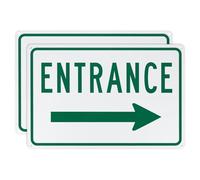 M METERXITY 2-Pack Right Arrow Entrance Sign 14x10 Inch Aluminum Reflective Enter Here Signs Rust Free Waterproof Entrance Signs for Business/Door[Green Letters On White Background]
