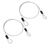 M METERXITY 2-Pack Security Cable Lock, 3.28FT PVC Coated Steel Luggage Lock Wire Rope with Double Loop for Outdoor Travel/Gate/Bike, Cut-Resistant Braided Steel Cable [Transparent]