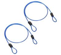 M METERXITY 2-Pack Security Cable Lock, 4.92FT PVC Coated Steel Luggage Lock Wire Rope with Double Loop for Outdoor Travel/Gate/Bike, Cut-Resistant Braided Steel Cable [Blue]