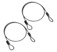 M METERXITY 2-Pack Security Cable Lock, 6.56FT PVC Coated Steel Luggage Lock Wire Rope with Double Loop for Outdoor Travel/Gate/Bike, Cut-Resistant Braided Steel Cable [Black]