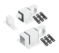 M METERXITY 2-Pack Self-Closing Latch Aluminum Alloy Automatic Window Sliding Latches with Gaskets Pull Ring Spring Load Door Lock for Door/Window/Toilet/Fence/Drawer [White]