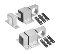 M METERXITY 2-Pack Self-Closing Latch Aluminum Alloy Automatic Window Sliding Latches with Gaskets Pull Ring Spring Load Door Lock for Door/Window/Toilet/Fence/Drawer [Silver]