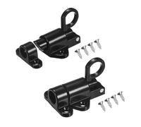 M METERXITY 2-Pack Self-Closing Latch Aluminum Alloy Automatic Window Sliding Latches with Screws Pull Ring Spring Load Door Lock for Door/Window/Toilet/Fence/Drawer [Black]