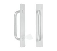 M METERXITY 2-Pack Self Stick Barn Door Handles, 5.91Inch/150mm Length Aluminium Alloy Gate Handle with Double Sided Tape for Bathroom/Wardrobe/Closet, Sliding Door Handle with Plate [Silver]