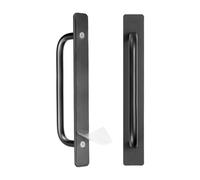 M METERXITY 2-Pack Self Stick Barn Door Handles, 7.09Inch/180mm Length Aluminium Alloy Gate Handle with Double Sided Tape for Bathroom/Wardrobe/Closet, Sliding Door Handle with Plate [Black]