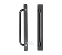 M METERXITY 2-Pack Self Stick Barn Door Handles, 8.35Inch/212mm Length Aluminium Alloy Gate Handle with Double Sided Tape for Bathroom/Wardrobe/Closet, Sliding Door Handle with Plate [Black]