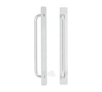 M METERXITY 2-Pack Self Stick Barn Door Handles, 9.61Inch/244mm Length Aluminium Alloy Gate Handle with Double Sided Tape for Bathroom/Wardrobe/Closet, Sliding Door Handle with Plate [Silver]