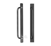 M METERXITY 2-Pack Self Stick Barn Door Handles, 9.61Inch/244mm Length Aluminium Alloy Gate Handle with Double Sided Tape for Bathroom/Wardrobe/Closet, Sliding Door Handle with Plate [Black]