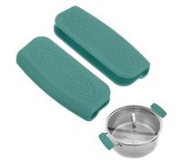 M METERXITY 2-Pack Silicone Assist Handle Holder Grip, Heat Resistant Non-Slip Pot Grip Handle Sleeve for Frying Cast Iron Skillet [Gray Blue]