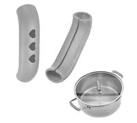 M METERXITY 2-Pack Silicone Assist Handle Holder Grip, Heat Resistant Non-Slip Pot Grip Hot Handle Sleeve for Frying Cast Iron Skillet [Gray]