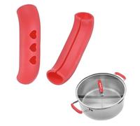 M METERXITY 2-Pack Silicone Assist Handle Holder Grip, Heat Resistant Non-Slip Pot Grip Hot Handle Sleeve for Frying Cast Iron Skillet [Red]