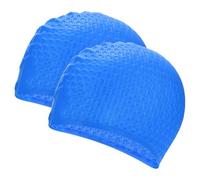 M METERXITY 2-Pack Silicone Teardrop Swim Cap, 7.5" Opening 7.1" H Durable Swimming Hat Unisex Non-Slip Waterproof Swimming Caps for Pool Training/Triathlon [Dark Blue]