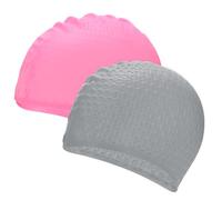 M METERXITY 2-Pack Silicone Teardrop Swim Cap, 7.5" Opening 7.1" H Durable Swimming Hat Unisex Non-Slip Waterproof Swimming Caps for Pool Training/Triathlon [Pink and Grey]