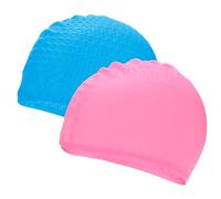 M METERXITY 2-Pack Silicone Teardrop Swim Cap, 7.5" Opening 7.1" H Durable Swimming Hat Unisex Non-Slip Waterproof Swimming Caps for Pool Training/Triathlon [Lake Blue and Pink]
