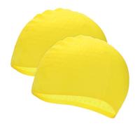 M METERXITY 2-Pack Silicone Teardrop Swim Cap, 7.5" Opening 7.1" H Durable Swimming Hat Unisex Non-Slip Waterproof Swimming Caps for Pool Training/Triathlon [Yellow]