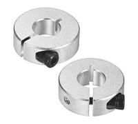 M METERXITY 2-Pack Single Split Shaft Collar 12mm Bore Aluminum Clamp-On Shaft Collars 30mm OD, 10mm Thickness with M4 Set Screw Anodization for Stoppers/Machinery [Silver]