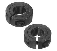M METERXITY 2-Pack Single Split Shaft Collar 15mm Bore 45 Steel Clamp-On Shaft Collars 34mm OD, 13mm Thickness with M4 Set Screw for Stoppers/Machinery [Black]