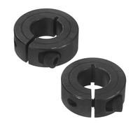 M METERXITY 2-Pack Single Split Shaft Collar 16mm Bore 45 Steel Clamp-On Shaft Collars 34mm OD, 13mm Thickness with M4 Set Screw for Stoppers/Machinery [Black]